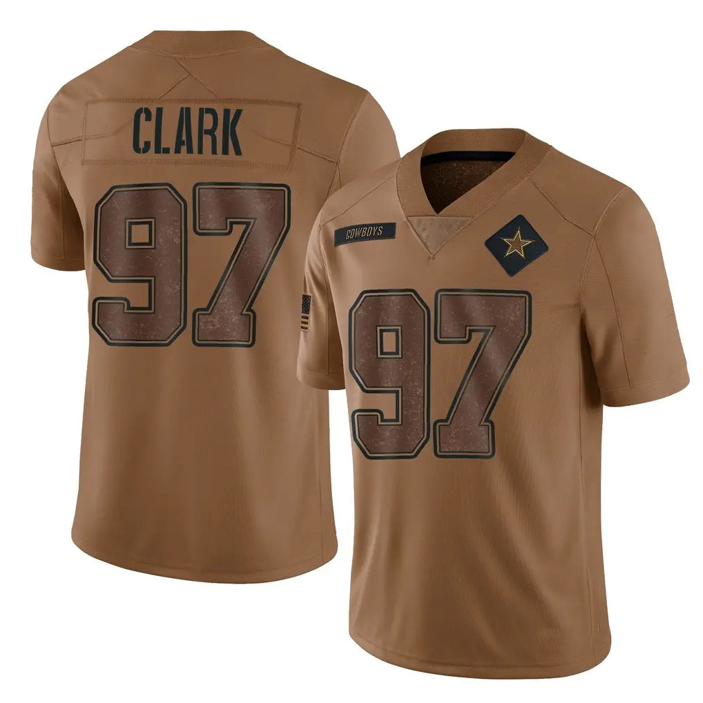 Parkc D.Cowboys #97 Kenny Clark Player Brown Salute to Service Limited Home Game Stitched Jerseys