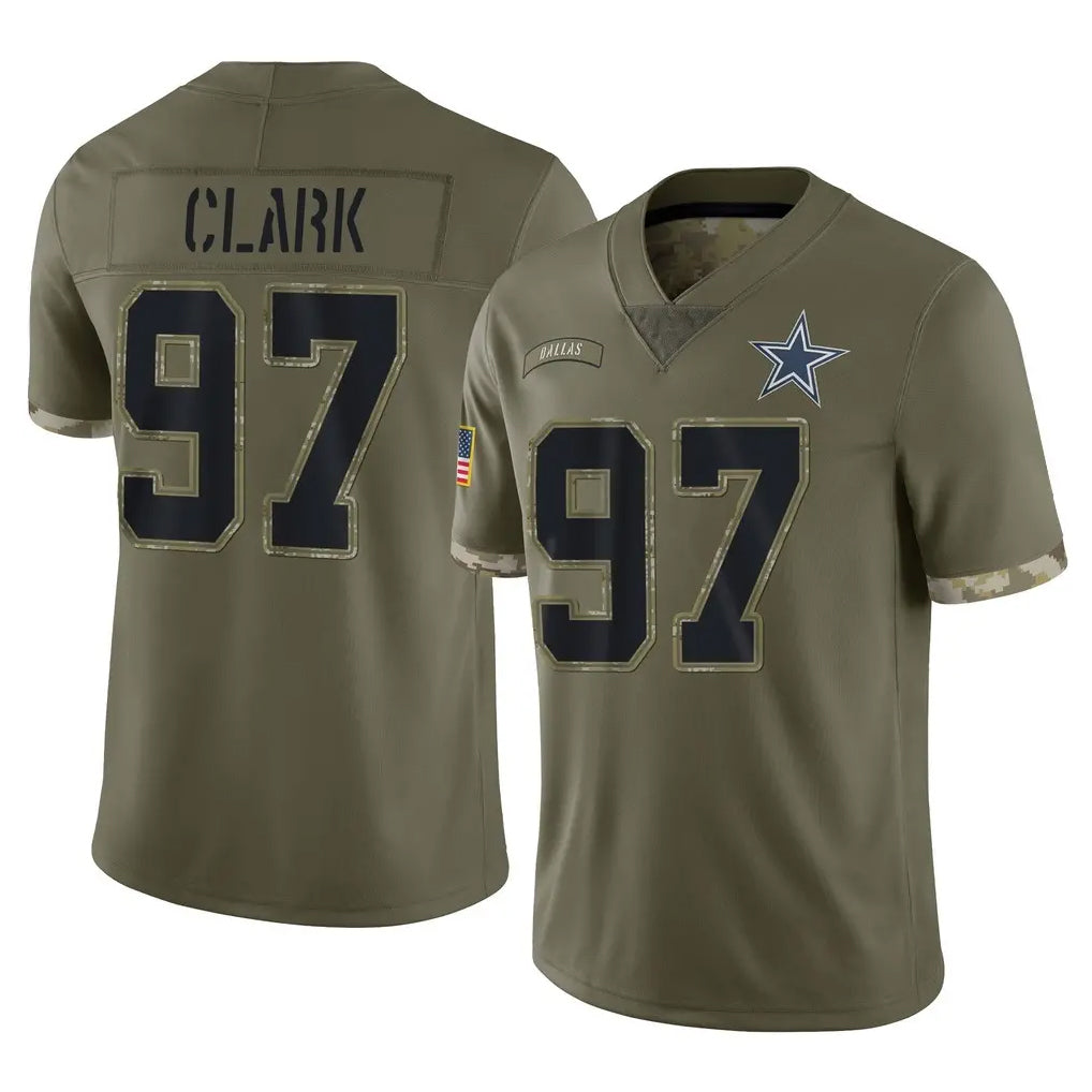 Parkc D.Cowboys #97 Kenny Clark Player Olive Salute to Service Limited Game Stitched Jerseys