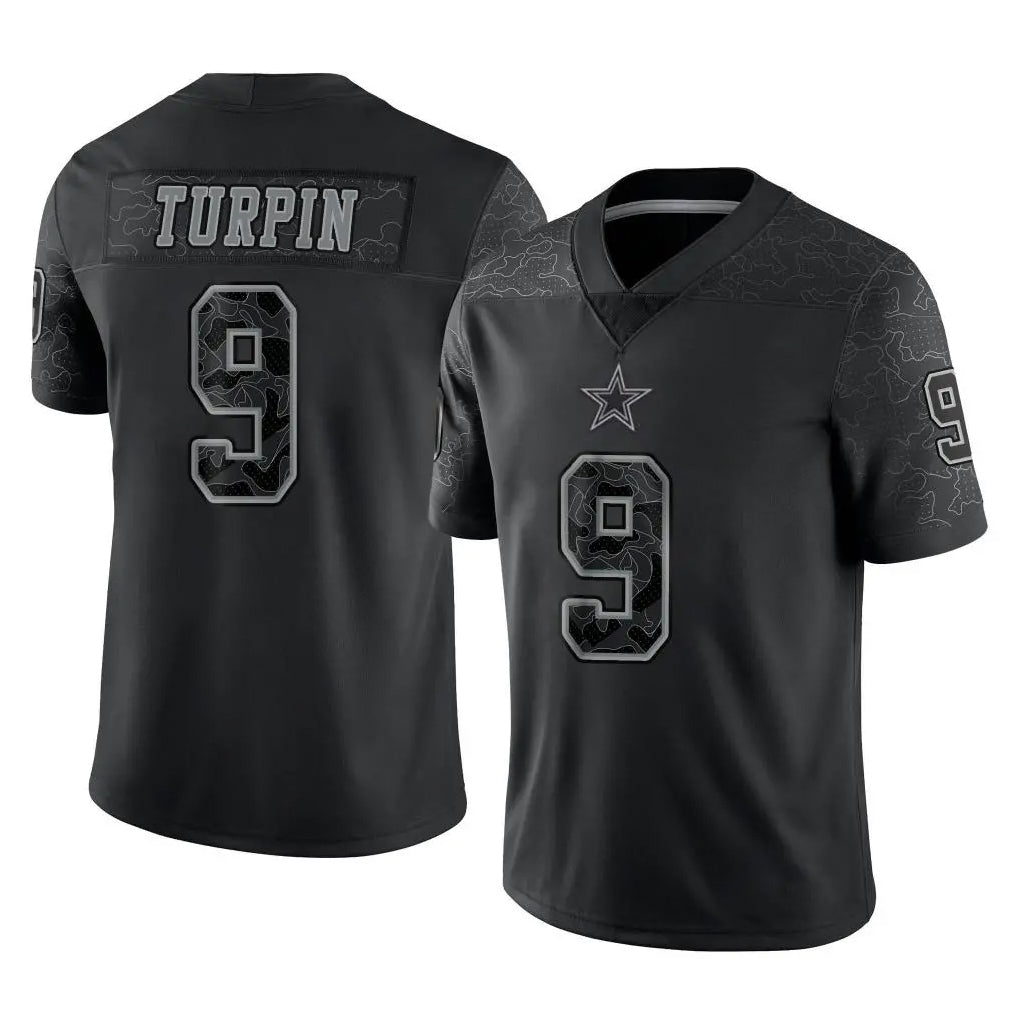 Parkc D.Cowboys #9 KaVontae Turpin Player Black Limited Reflective Home Game Stitched Jerseys