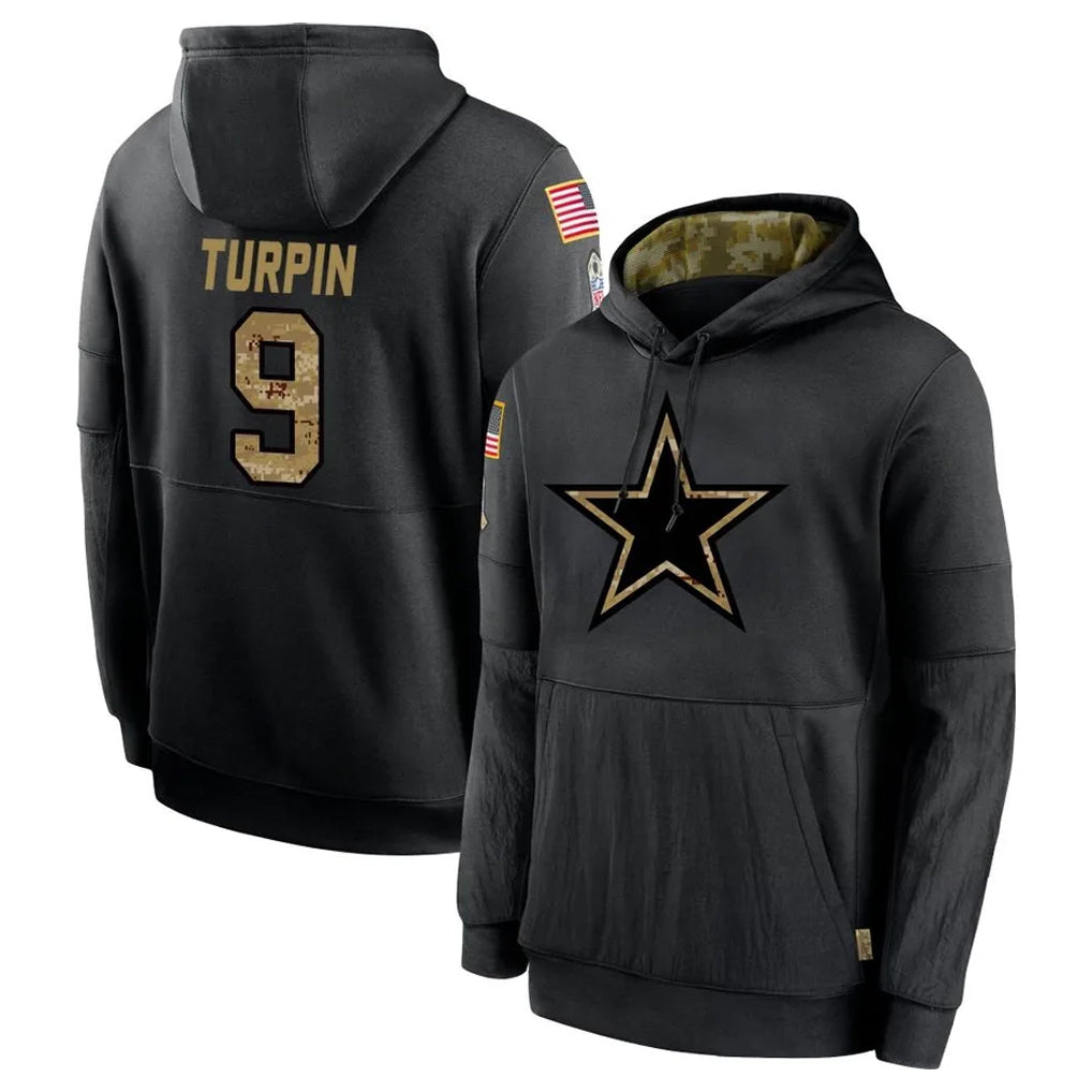 Parkc D.Cowboys #9 KaVontae Turpin Player Black Salute to Service Pullover Hoodies Limited Stitched Jerseys
