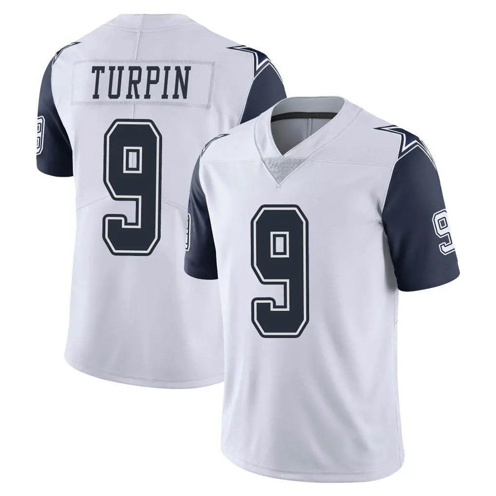 Parkc D.Cowboys #9 KaVontae Turpin Player White-Navy Limited Color Rush Vapor Untouchable Home Game Stitched Jerseys
