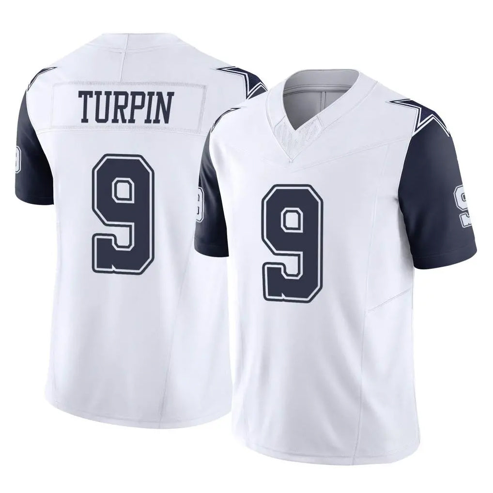 Parkc D.Cowboys #9 KaVontae Turpin Player White-Navy Limited Vapor F.U.S.E. Home Game Stitched Jerseys