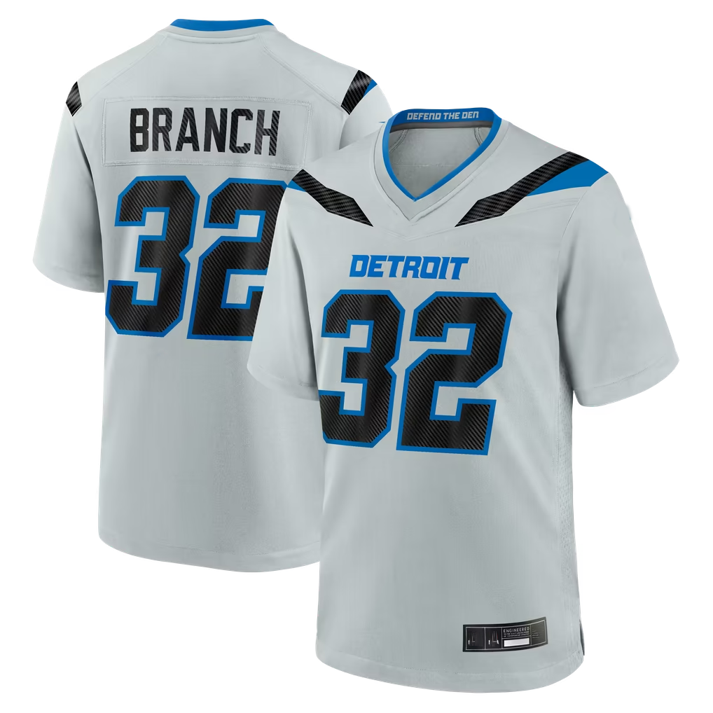 Parkc D.Lions #32 Brian Branch Silver 2026 Rivalries Collection Game Stitched Jerseys
