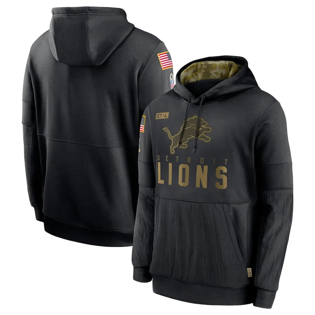 Parkc D.Lions Black Salute to Service Hoodies Limited Game Blank Player Stitched Jerseys