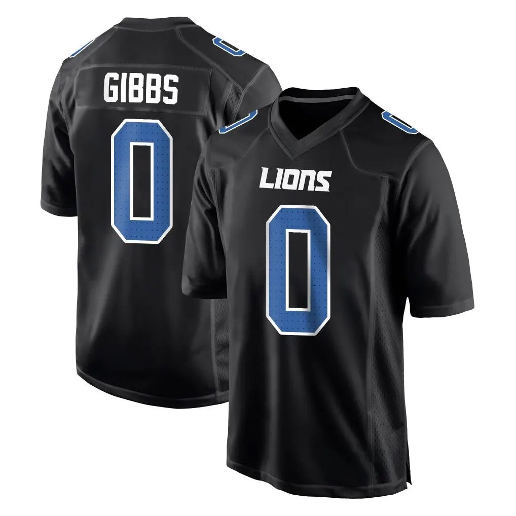 Parkc D.Lions #0 Jahmyr Gibbs Player Black Fashion Home Game Stitched Jerseys