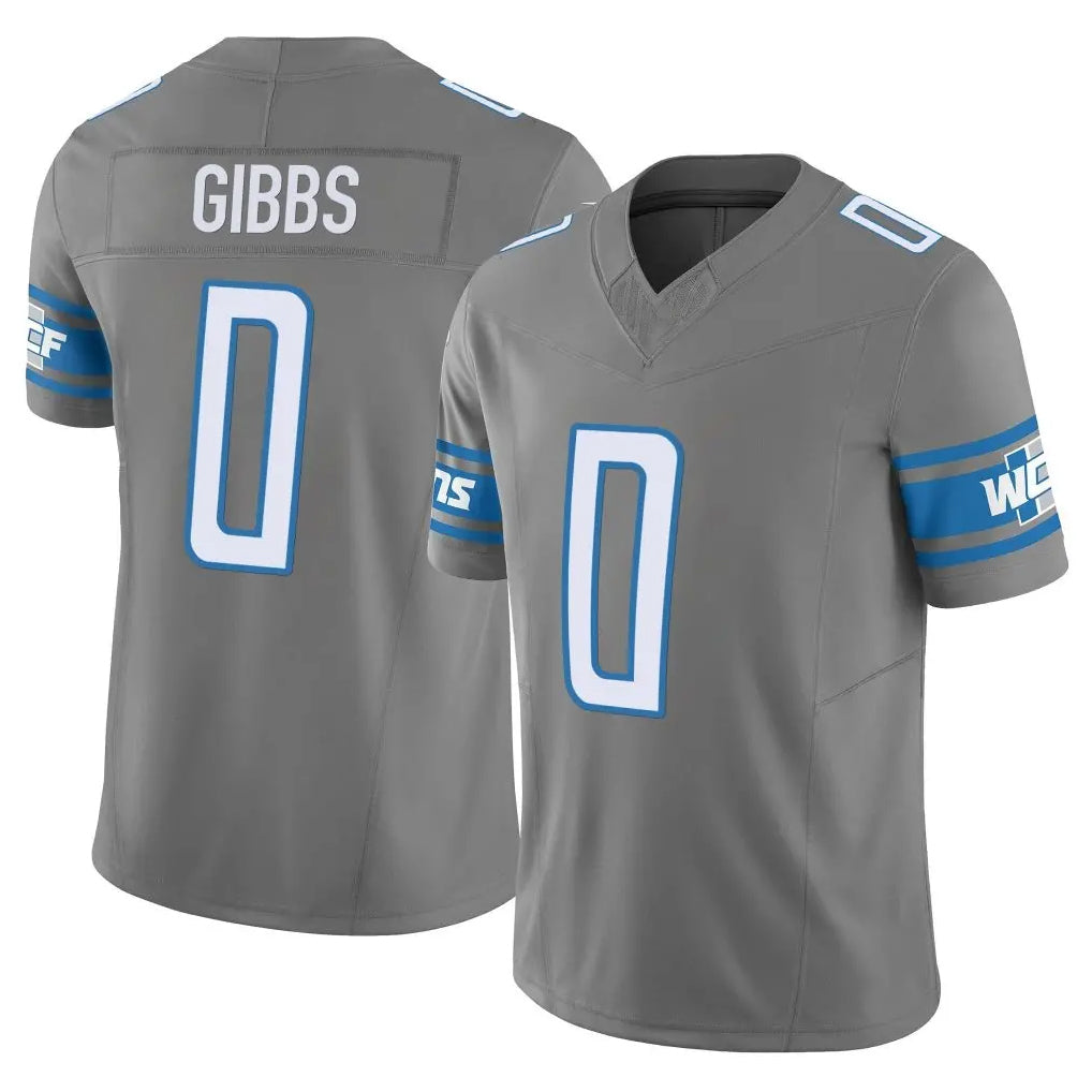 Parkc D.Lions #0 Jahmyr Gibbs Player Gray Vapor F.U.S.E. Limited Home Game Stitched Jerseys