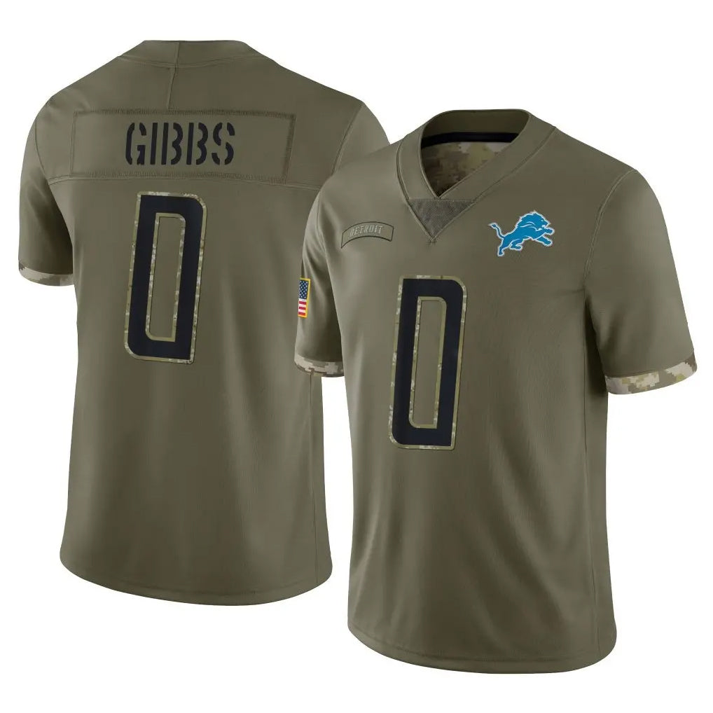 Parkc D.Lions #0 Jahmyr Gibbs Player Olive Salute To Service Limited Stitched Jerseys