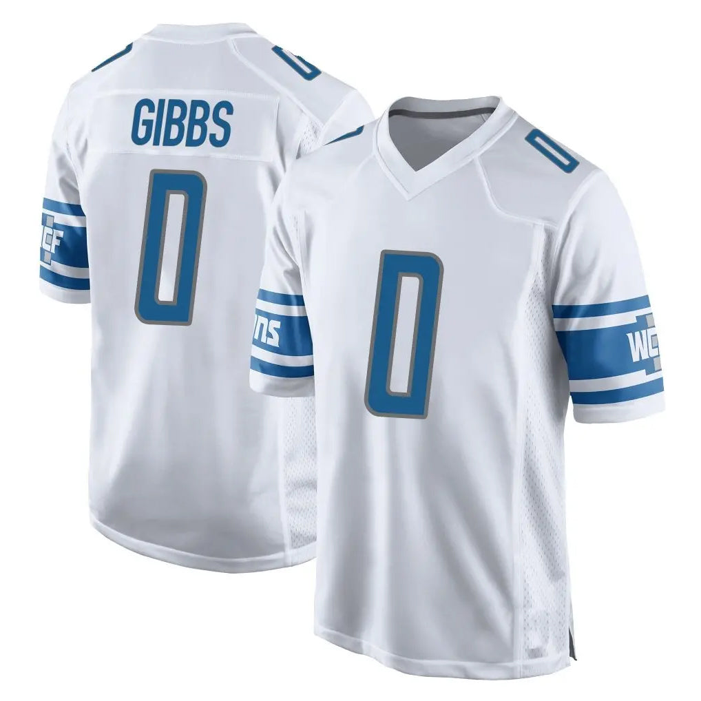 Parkc D.Lions #0 Jahmyr Gibbs Player White Home Game Stitched Jerseys
