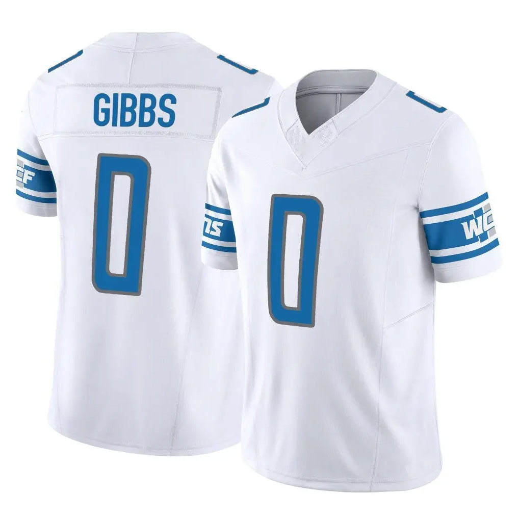 Parkc D.Lions #0 Jahmyr Gibbs Player White Vapor F.U.S.E. Limited Home Game Stitched Jerseys
