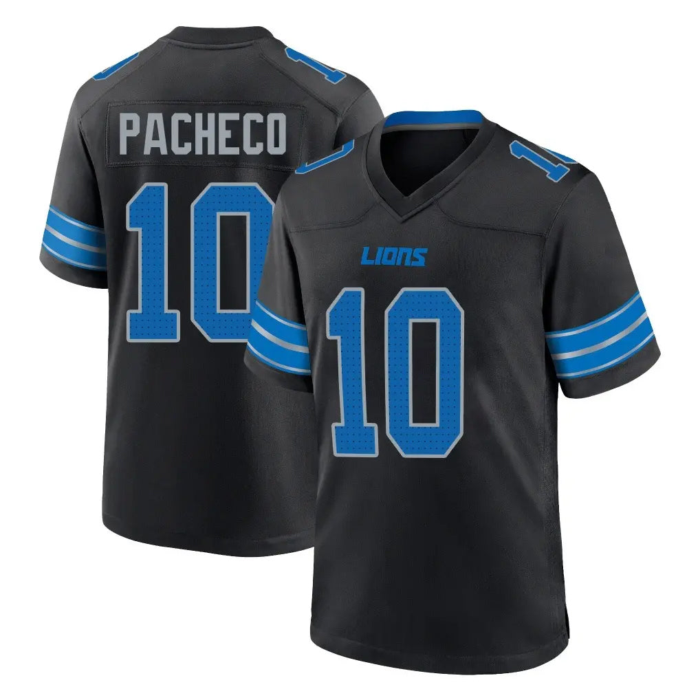Parkc D.Lions #10 Isiah Pacheco Player Black Alternate Home Game Stitched Jerseys