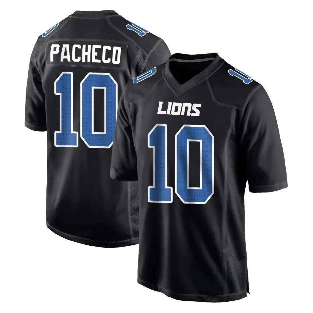 Parkc D.Lions #10 Isiah Pacheco Player Black Fashion Home Game Stitched Jerseys