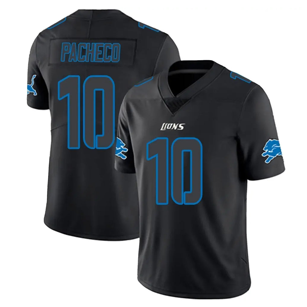 Parkc D.Lions #10 Isiah Pacheco Player Black Impact Limited Home Game Stitched Jerseys