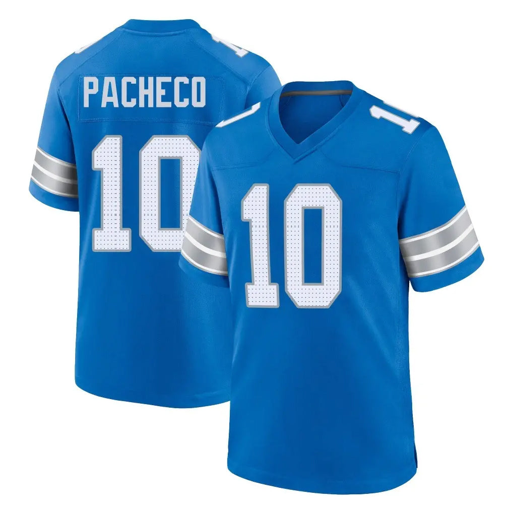 Parkc D.Lions #10 Isiah Pacheco Player Blue Alternate Home Game Stitched Jerseys