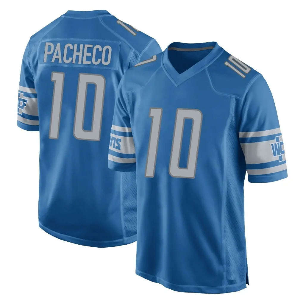 Parkc D.Lions #10 Isiah Pacheco Player Blue Home Game Stitched Jerseys