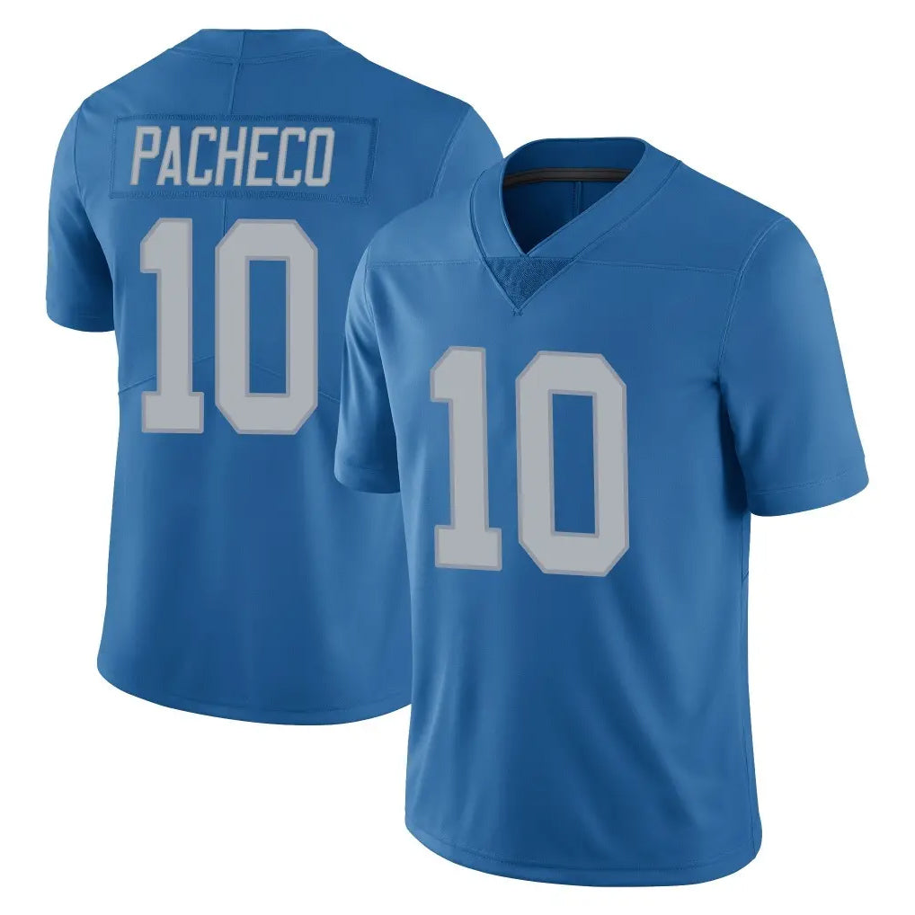 Parkc D.Lions #10 Isiah Pacheco Player Blue Limited Throwback Vapor Untouchable Stitched Jerseys