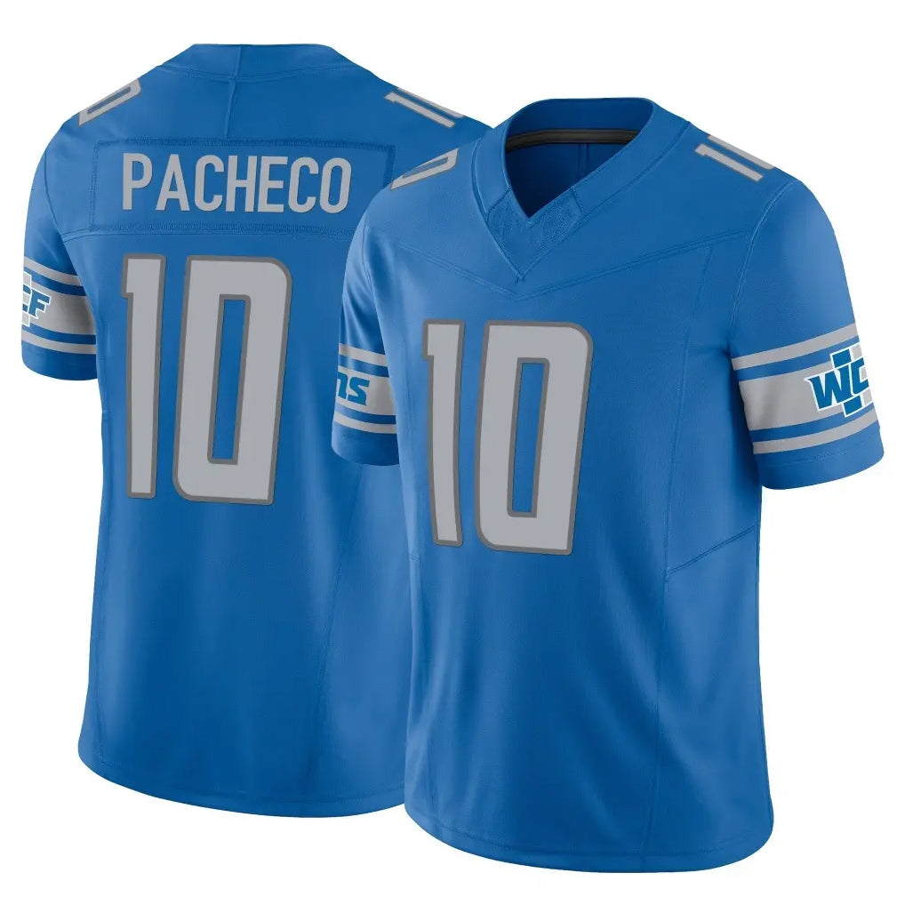 Parkc D.Lions #10 Isiah Pacheco Player Blue Vapor F.U.S.E. Limited Home Game Stitched Jerseys