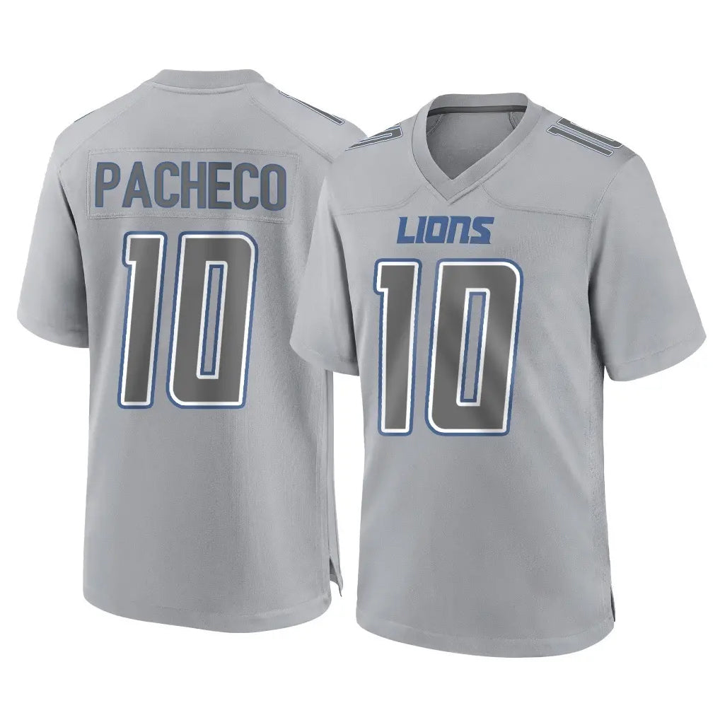 Parkc D.Lions #10 Isiah Pacheco Player Gray Atmosphere Fashion Home Game Stitched Jerseys