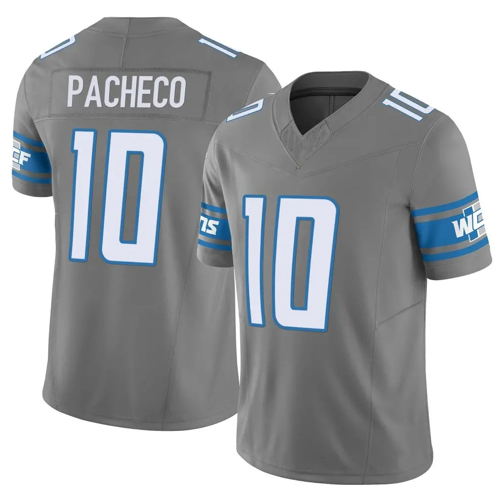 Parkc D.Lions #10 Isiah Pacheco Player Gray Vapor F.U.S.E. Limited Home Game Stitched Jerseys