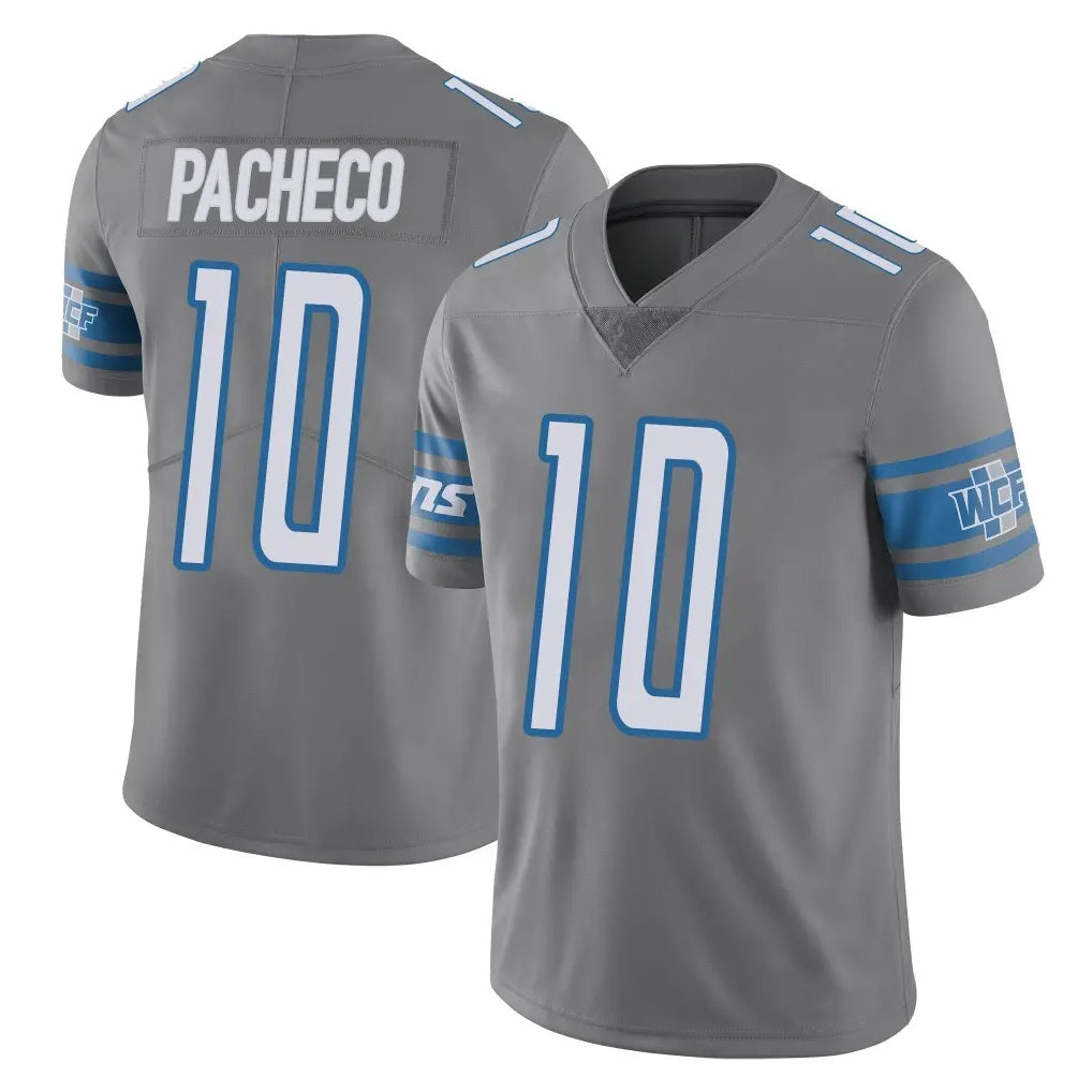 Parkc D.Lions #10 Isiah Pacheco Player Gray Vapor Untouchable Limited Home Game Stitched Jerseys