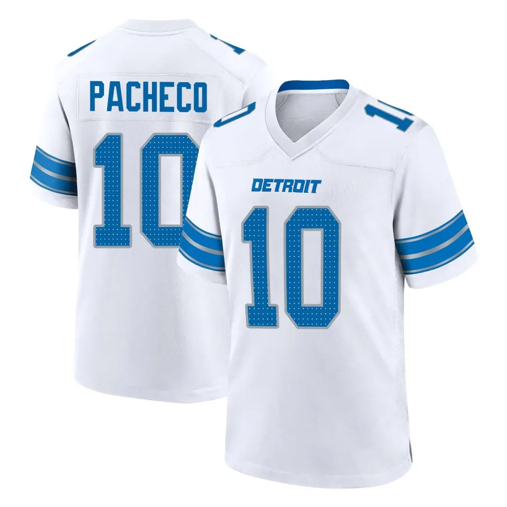 Parkc D.Lions #10 Isiah Pacheco Player White Alternate Home Game Stitched Jerseys