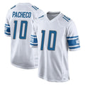 Parkc D.Lions #10 Isiah Pacheco Player White Home Game Stitched Jerseys