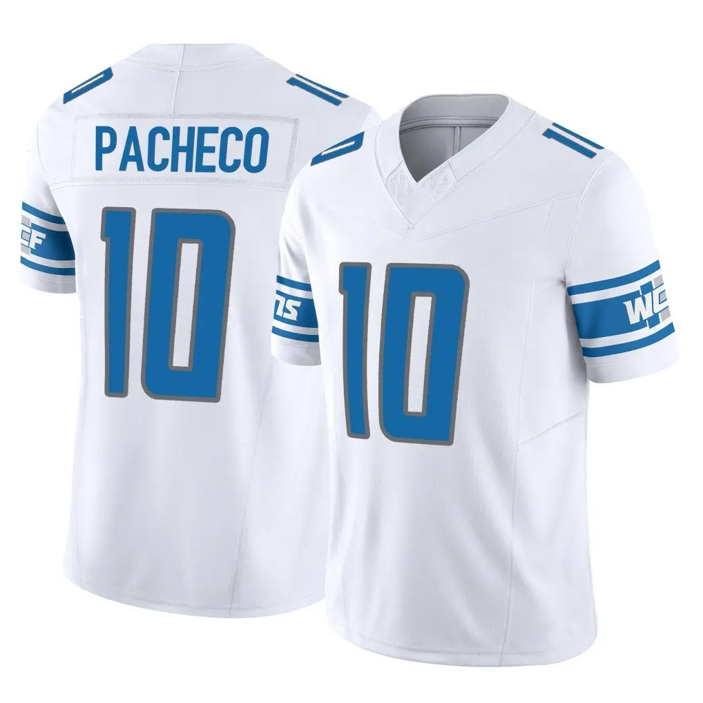 Parkc D.Lions #10 Isiah Pacheco Player White Vapor F.U.S.E. Limited Home Game Stitched Jerseys