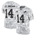 Parkc D.Lions #14 Amon-Ra St. Brown Player Arctic Camo Salute To Service Limited Stitched Jerseys