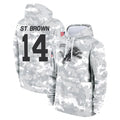Parkc D.Lions #14 Amon-Ra St. Brown Player Arctic Camo Salute to Service Hoodies Limited Game Stitched Jerseys