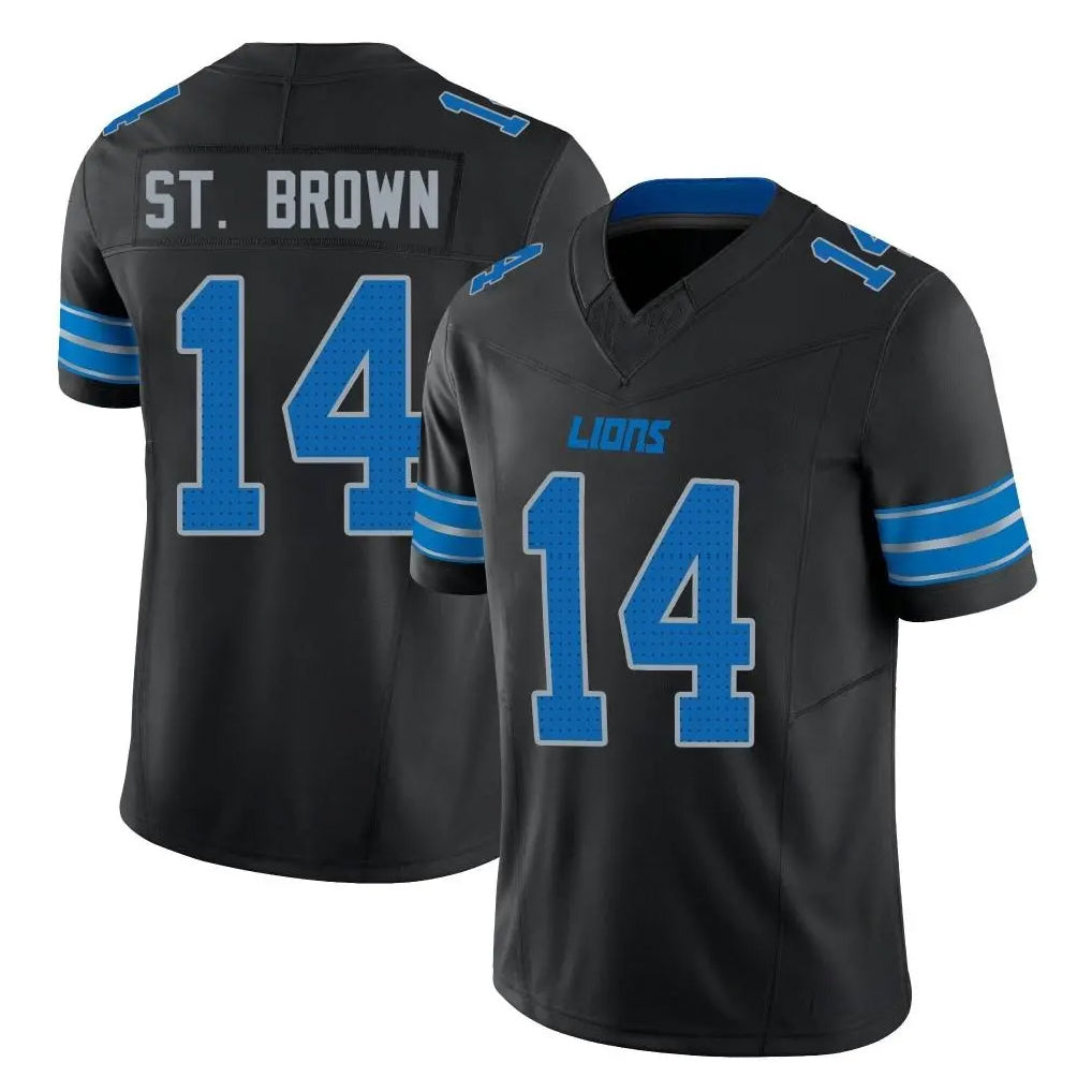 Parkc D.Lions #14 Amon-Ra St. Brown Player Black Alternate Vapor F.U.S.E. Limited Home Game Stitched Jerseys