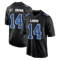 Parkc D.Lions #14 Amon-Ra St. Brown Player Black Fashion Home Game Stitched Jerseys