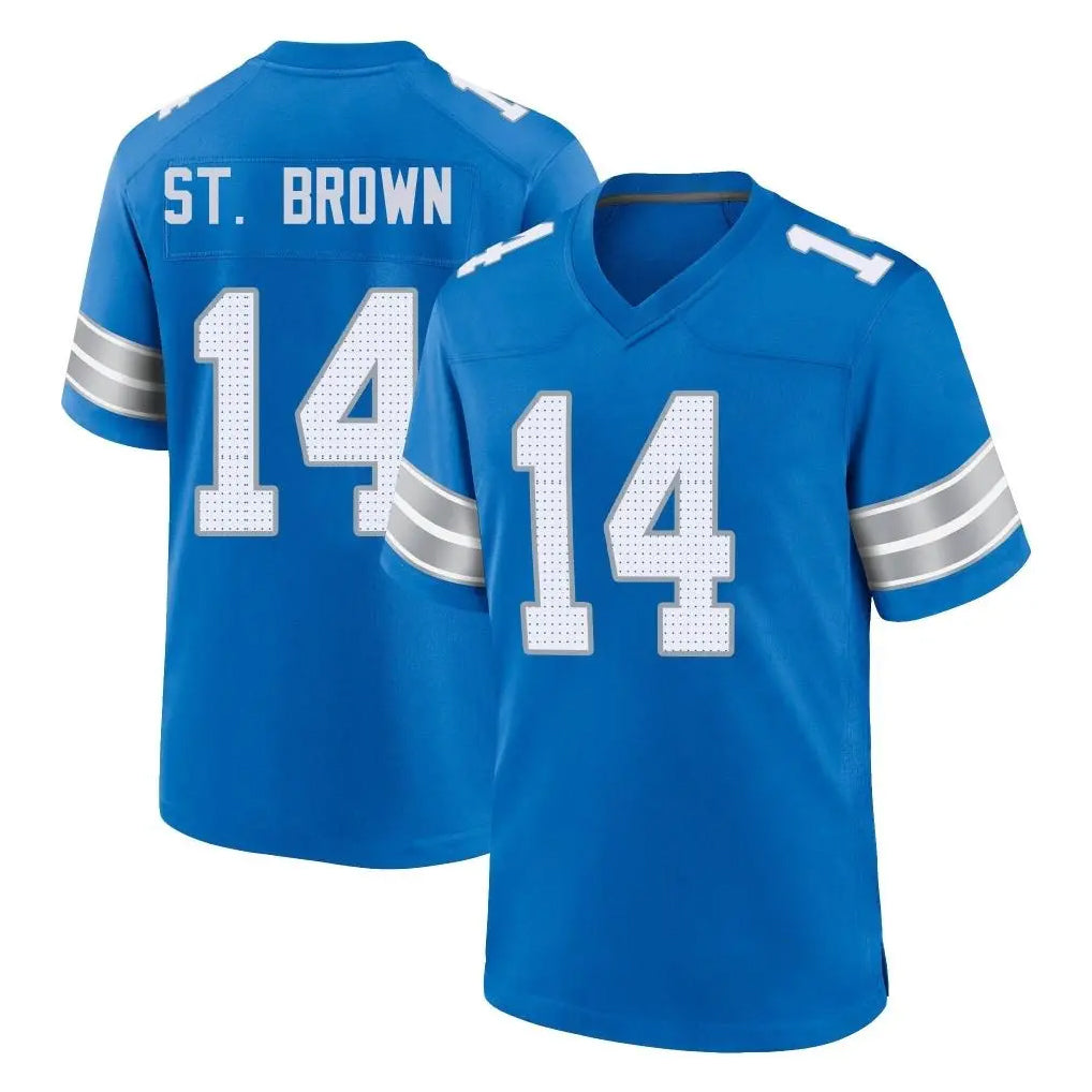 Parkc D.Lions #14 Amon-Ra St. Brown Player Blue Alternate Home Game Stitched Jerseys