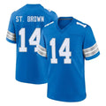 Parkc D.Lions #14 Amon-Ra St. Brown Player Blue Alternate Home Game Stitched Jerseys