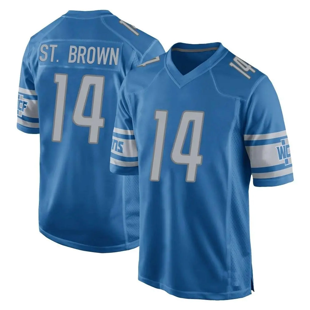 Parkc D.Lions #14 Amon-Ra St. Brown Player Blue Home Game Stitched Jerseys