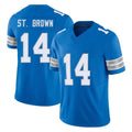 Parkc D.Lions #14 Amon-Ra St. Brown Player Blue Limited Vapor F.U.S.E. Alternate Home Game Stitched Jerseys