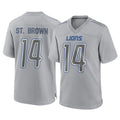 Parkc D.Lions #14 Amon-Ra St. Brown Player Gray Atmosphere Fashion Home Game Stitched Jerseys