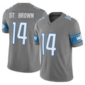 Parkc D.Lions #14 Amon-Ra St. Brown Player Gray Vapor F.U.S.E. Limited Home Game Stitched Jerseys