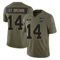 Parkc D.Lions #14 Amon-Ra St. Brown Player Olive 2025 Salute To Service Limited Home Game Stitched Jerseys
