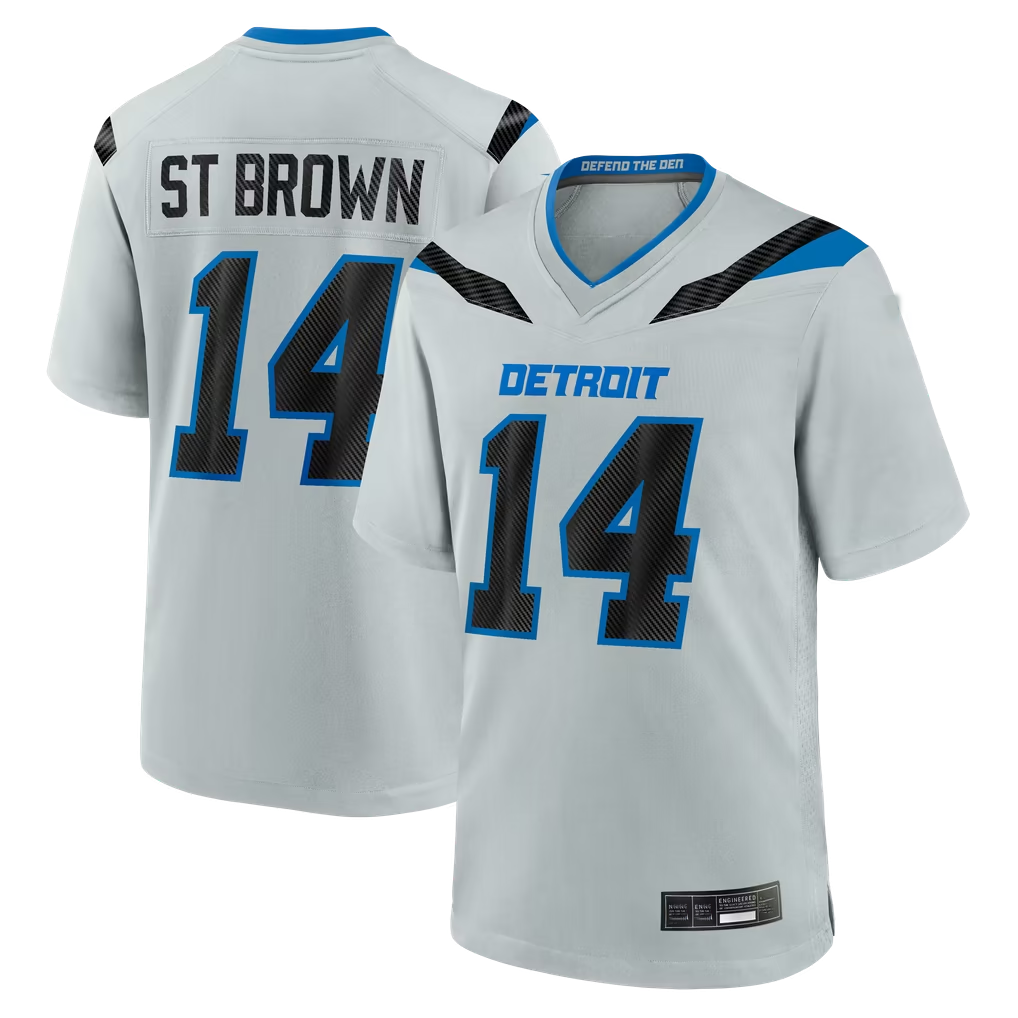 Parkc D.Lions #14 Amon-Ra St. Brown Silver 2026 Rivalries Collection Game Stitched Jerseys