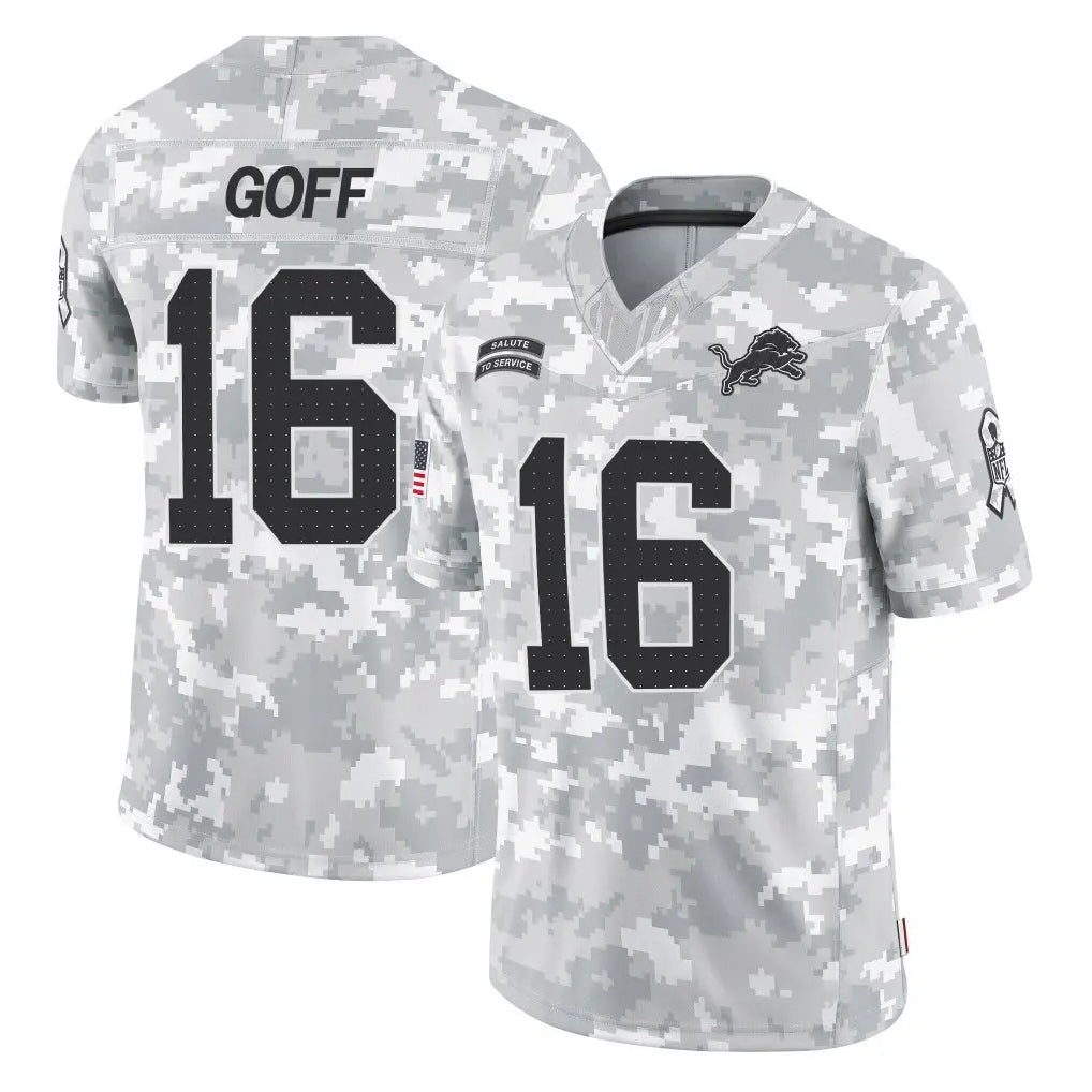 Parkc D.Lions #16 Jared Goff Player Arctic Camo Salute To Service Limited Stitched Jerseys
