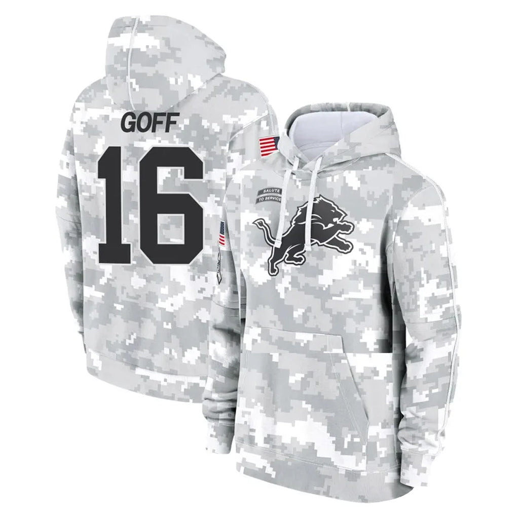Parkc D.Lions #16 Jared Goff Player Arctic Camo Salute to Service Hoodies Limited Game Stitched Jerseys