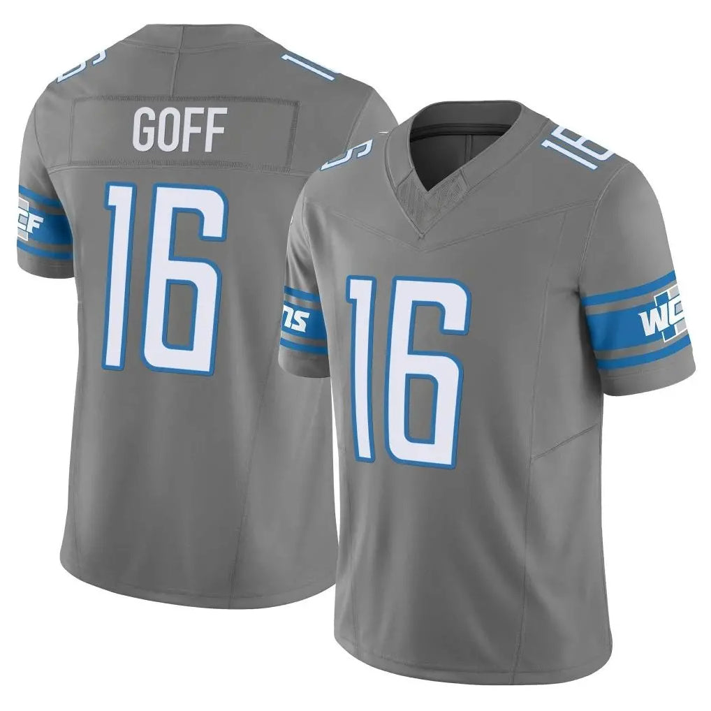 Parkc D.Lions #16 Jared Goff Player Gray Vapor F.U.S.E. Limited Home Game Stitched Jerseys