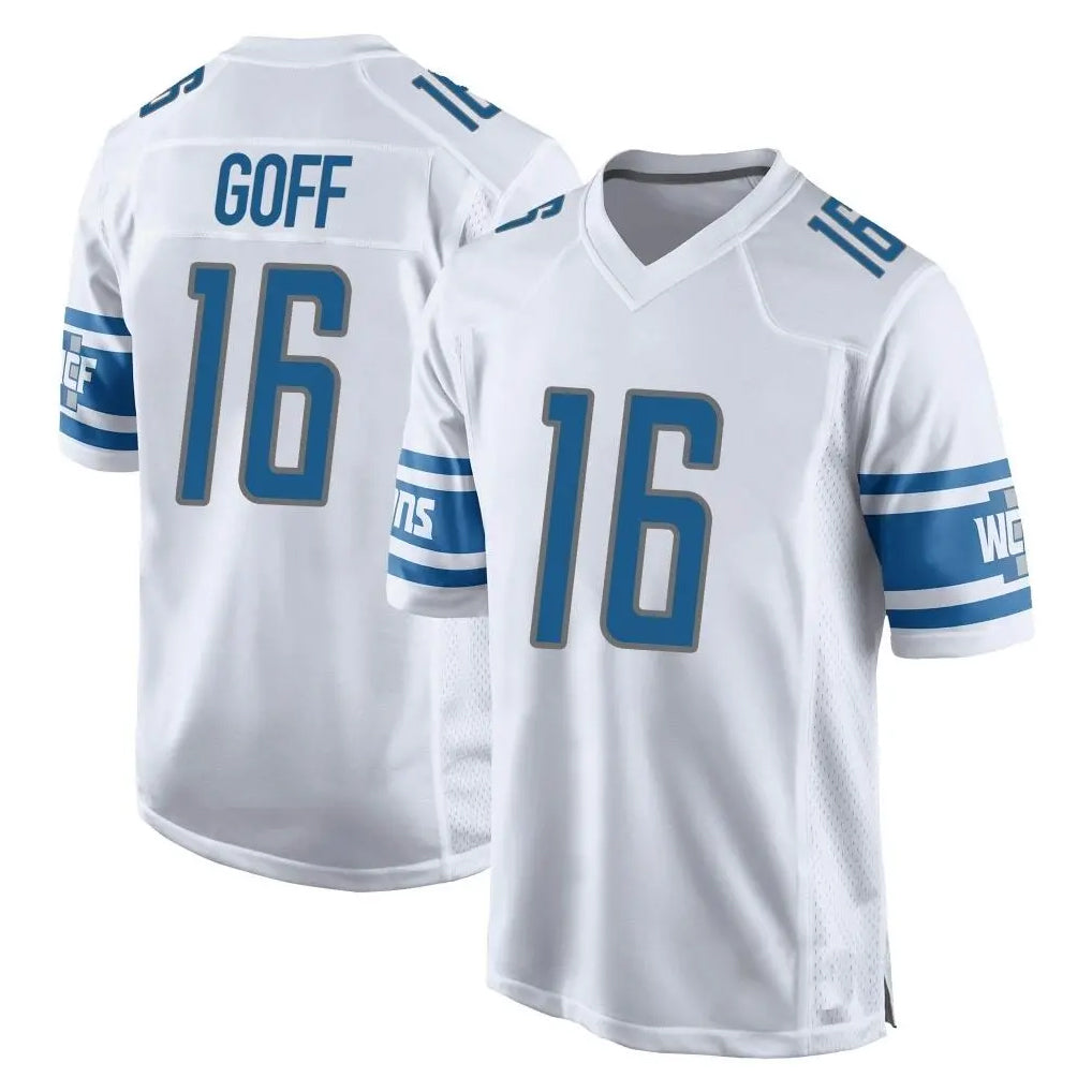 Parkc D.Lions #16 Jared Goff Player White Home Game Stitched Jerseys