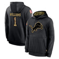 Parkc D.Lions #1 Jameson Williams Player Black Salute to Service Hoodies Limited Game Stitched Jerseys