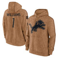 Parkc D.Lions #1 Jameson Williams Player Brown Salute to Service Hoodies Limited Game Stitched Jerseys