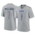 Parkc D.Lions #1 Jameson Williams Player Gray Atmosphere Fashion Home Game Stitched Jerseys