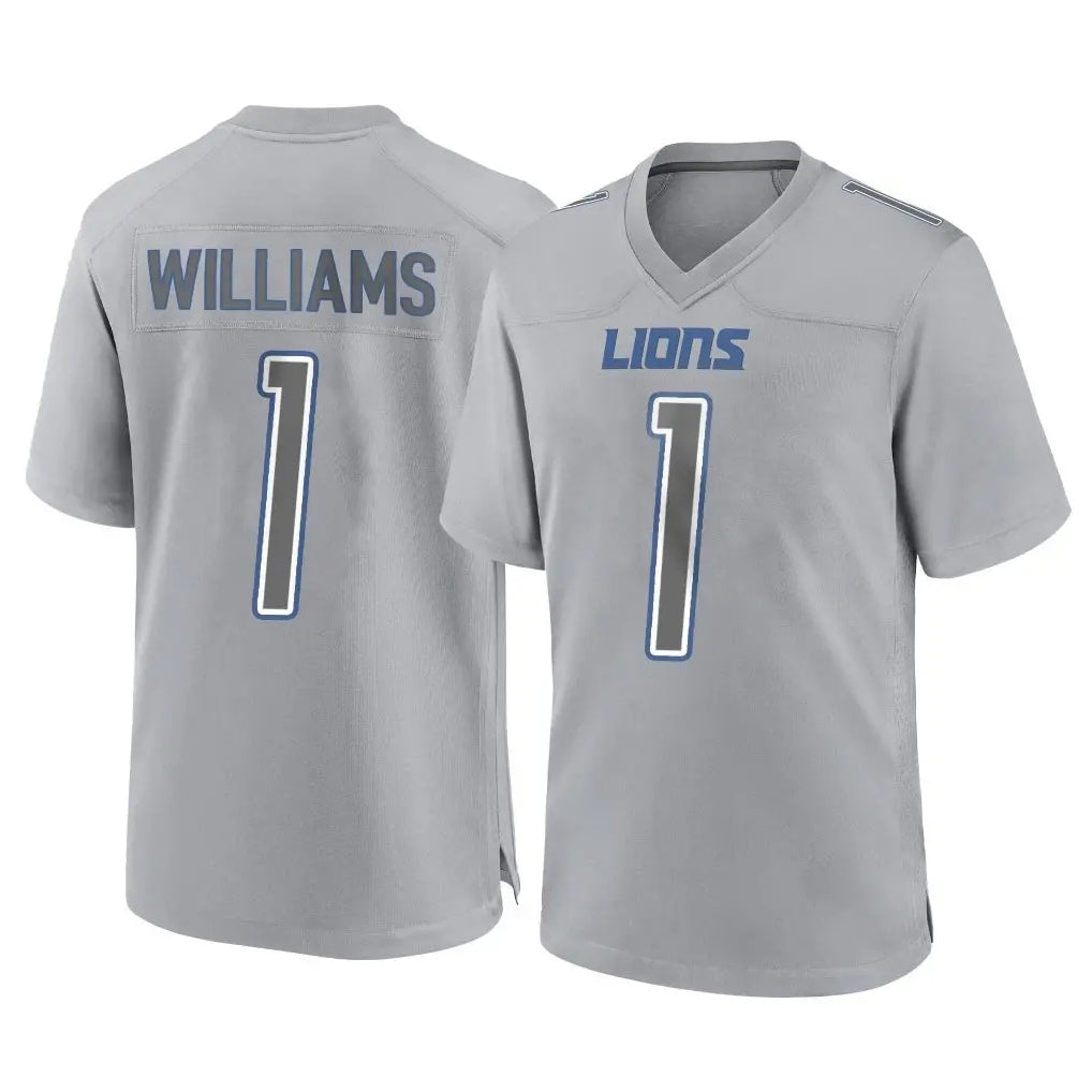 Parkc D.Lions #1 Jameson Williams Player Gray Atmosphere Fashion Home Game Stitched Jerseys