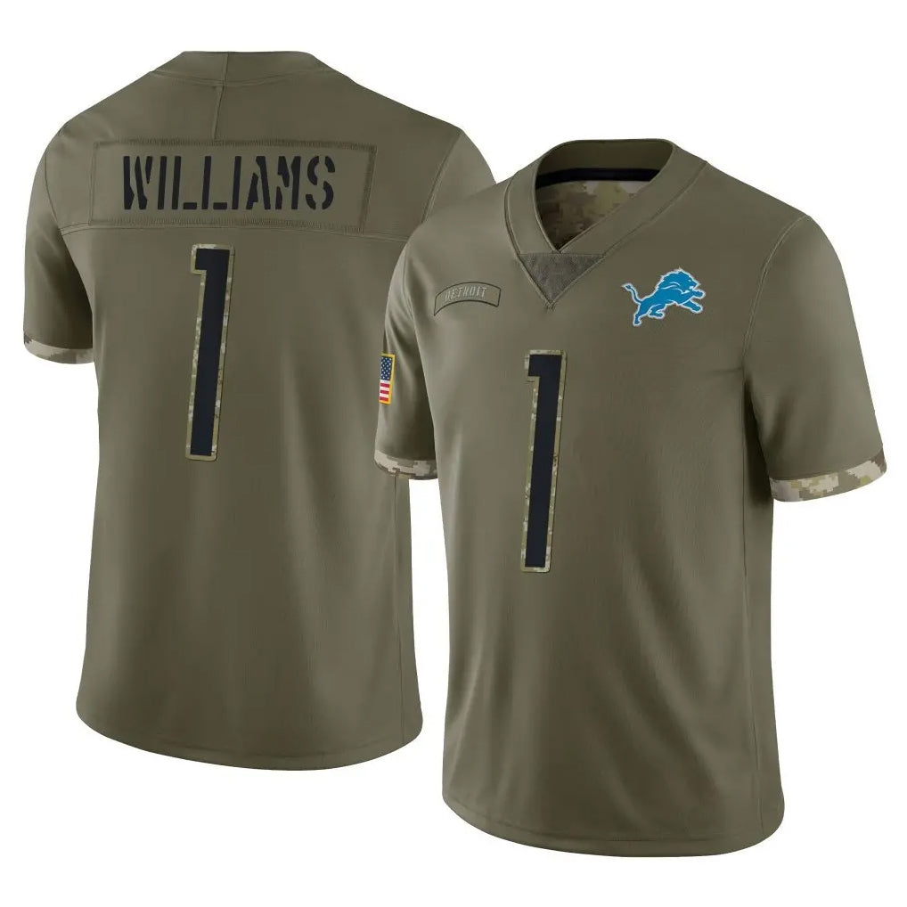 Parkc D.Lions #1 Jameson Williams Player Olive Salute To Service Limited Stitched Jerseys