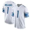 Parkc D.Lions #1 Jameson Williams Player White Home Game Stitched Jerseys