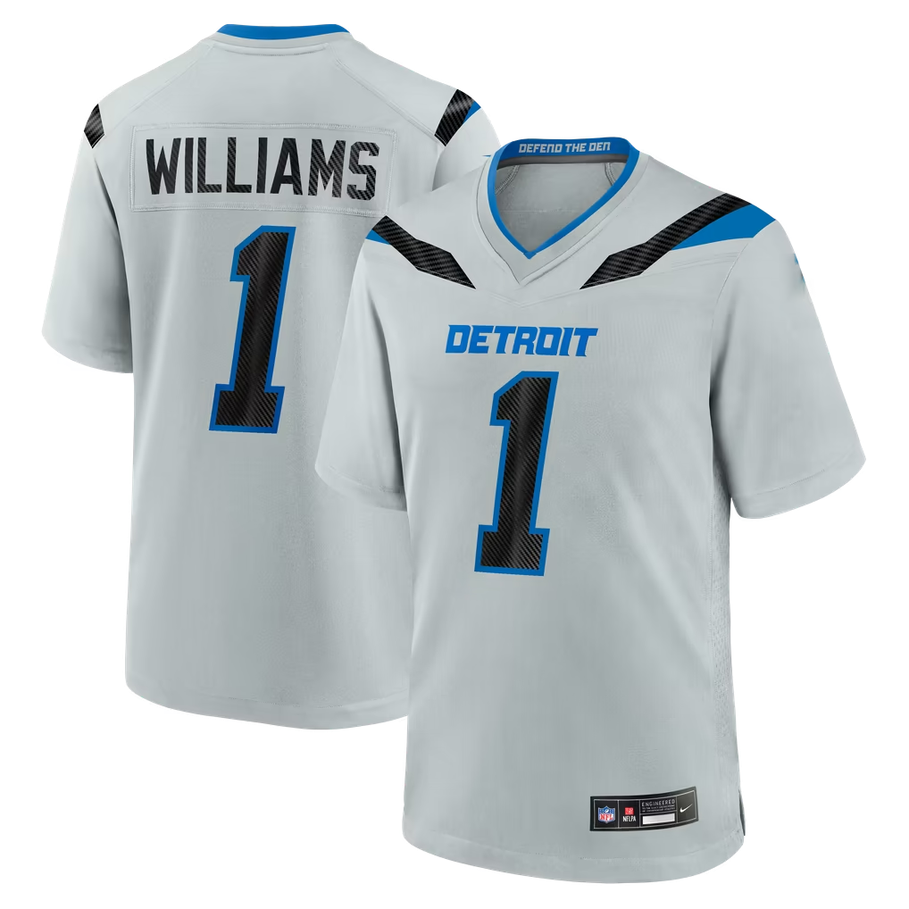 Parkc D.Lions #1 Jameson Williams Silver 2026 Rivalries Collection Game Stitched Jerseys