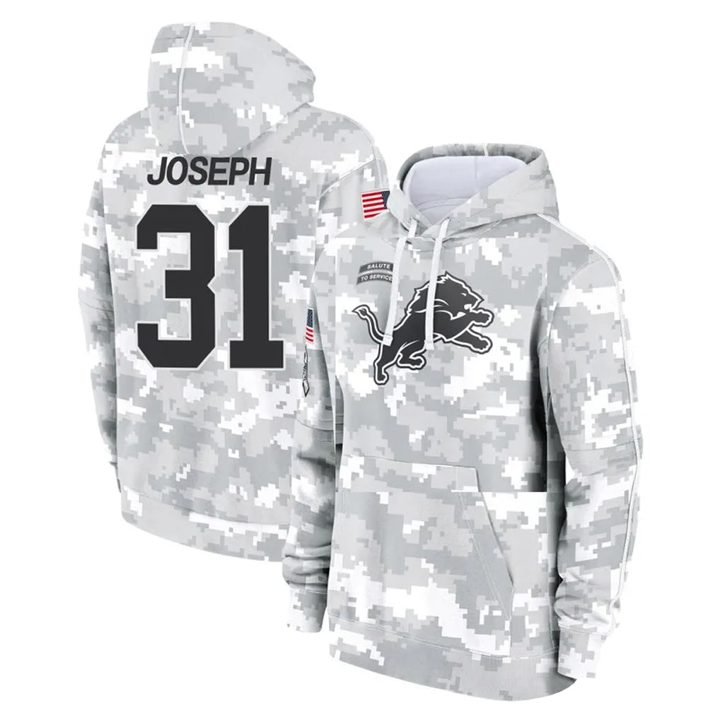 Parkc D.Lions #31 Kerby Joseph Player Arctic Camo Salute to Service Hoodies Limited Game Stitched Jerseys